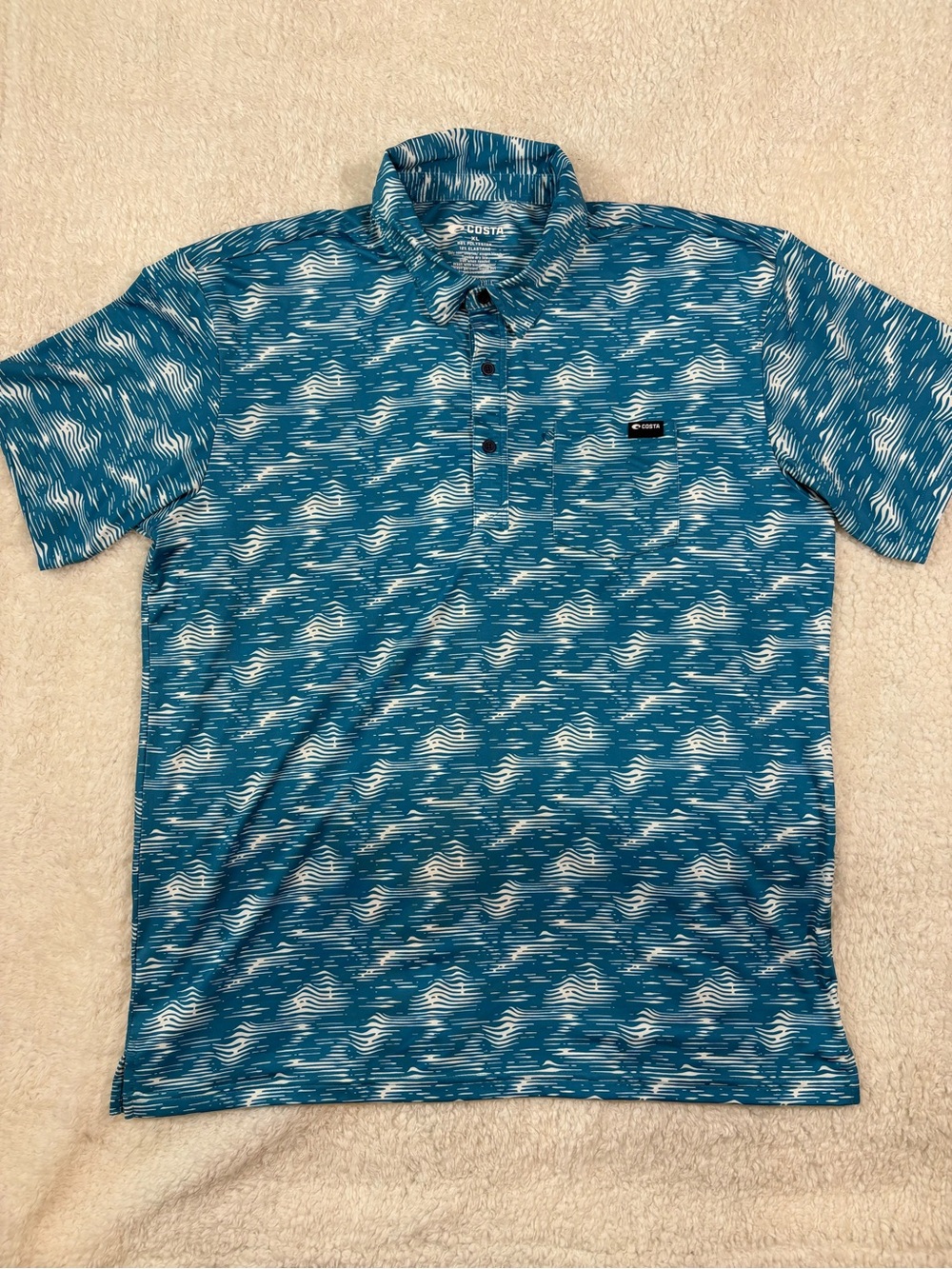 Costa Men's Blue Patterned Polo Shirt